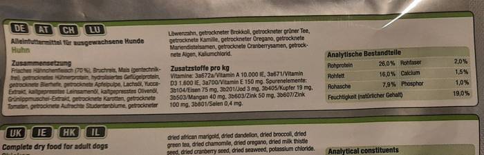 PLATINUM Adult Chicken Inhaltsstoffe